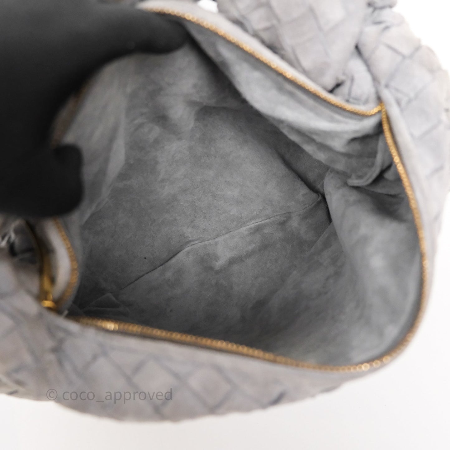 Bottega Veneta Teen Jodie Grey Intrecciato Suede