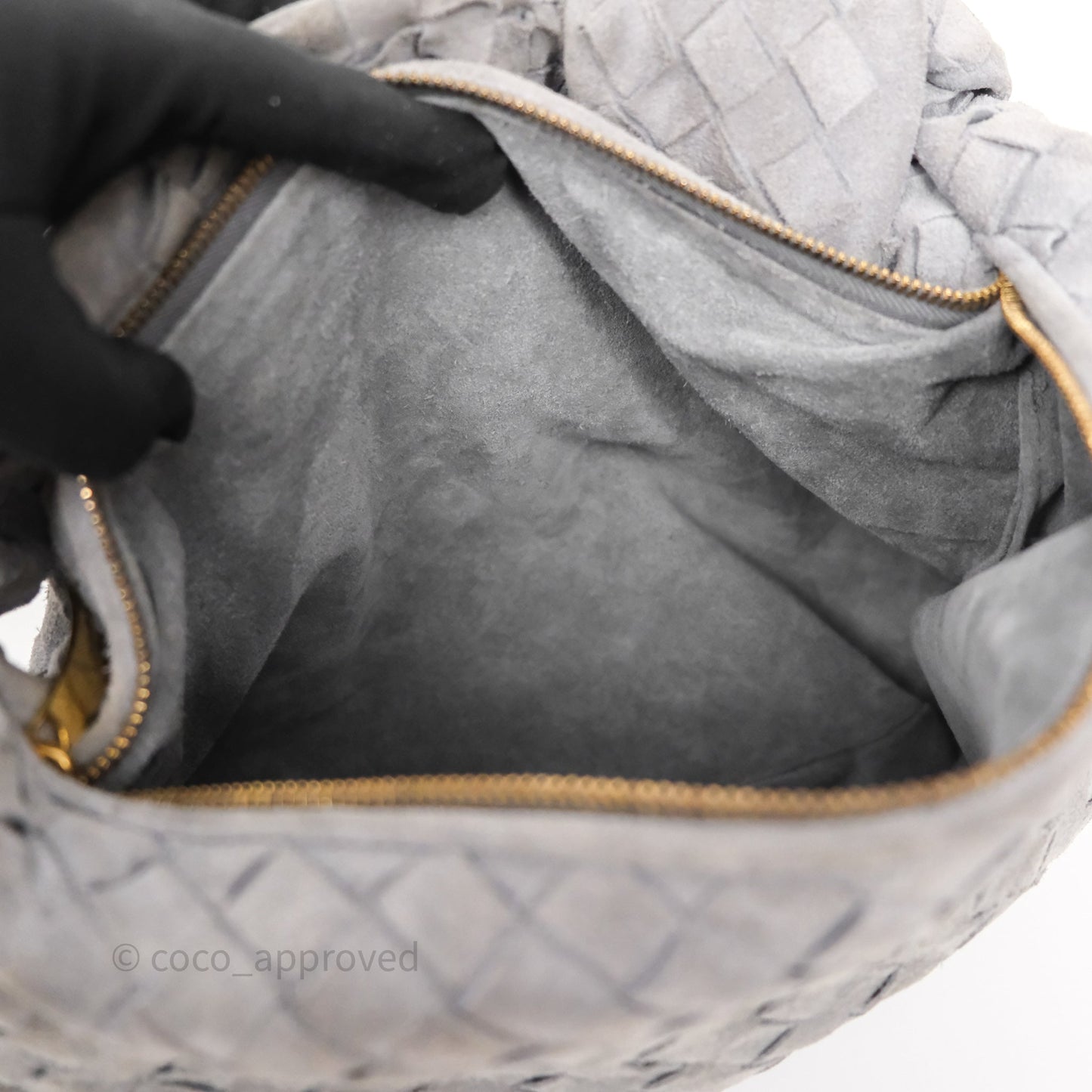Bottega Veneta Teen Jodie Grey Intrecciato Suede