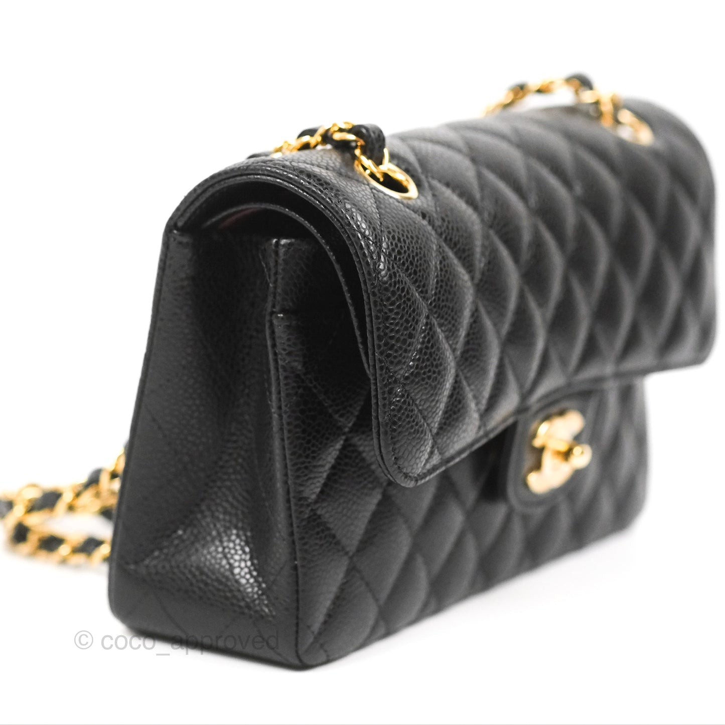 Chanel Small Classic Quilted Flap Black Caviar Gold Hardware