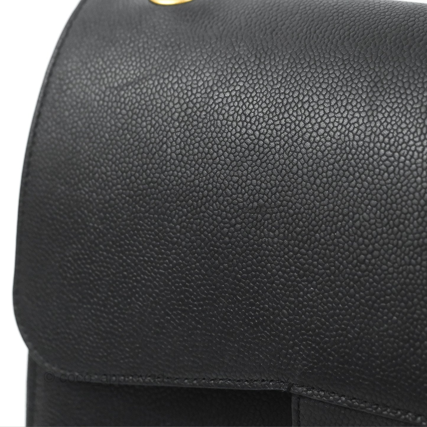 Chanel Pure Jumbo Double Flap Black Caviar Aged Gold Hardware