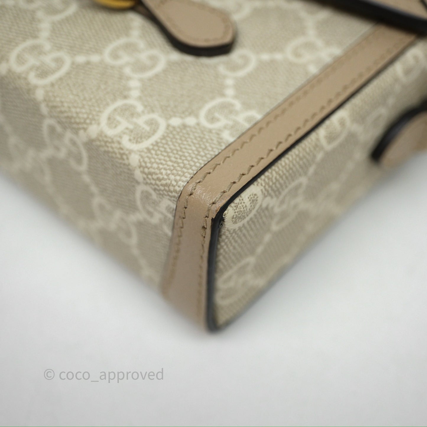 Gucci Horsebit 1955 Mini Bag Beige/White GG Supreme Canvas