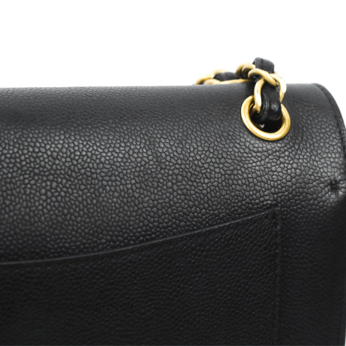 Chanel Pure Jumbo Double Flap Black Caviar Aged Gold Hardware