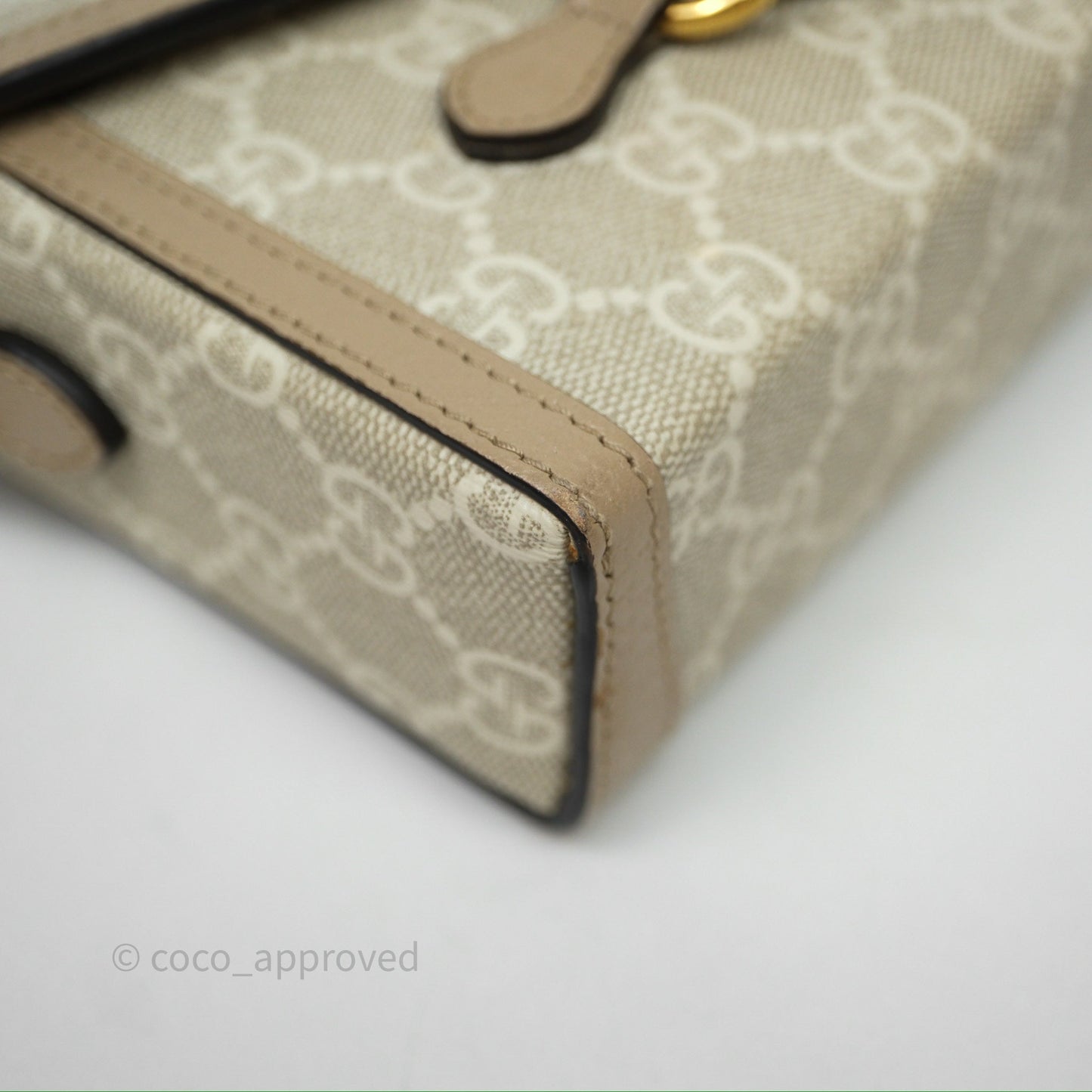 Gucci Horsebit 1955 Mini Bag Beige/White GG Supreme Canvas