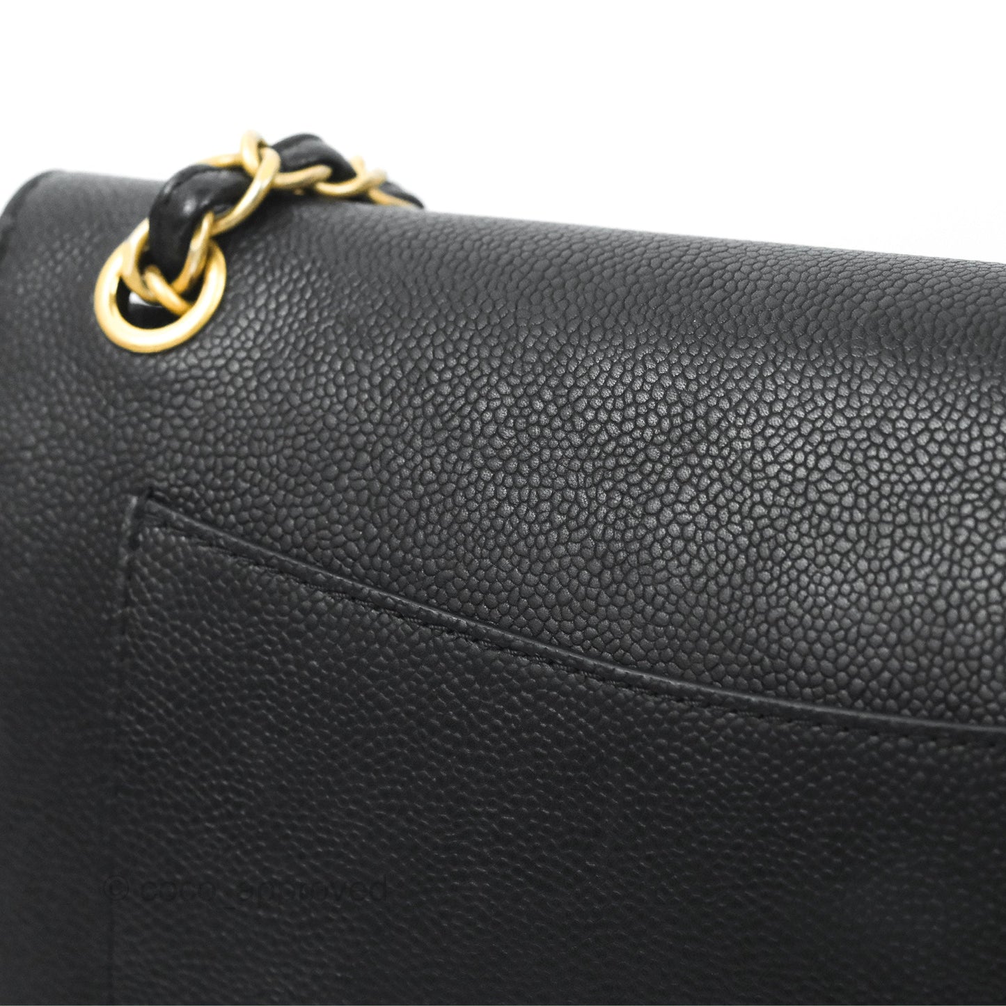 Chanel Pure Jumbo Double Flap Black Caviar Aged Gold Hardware