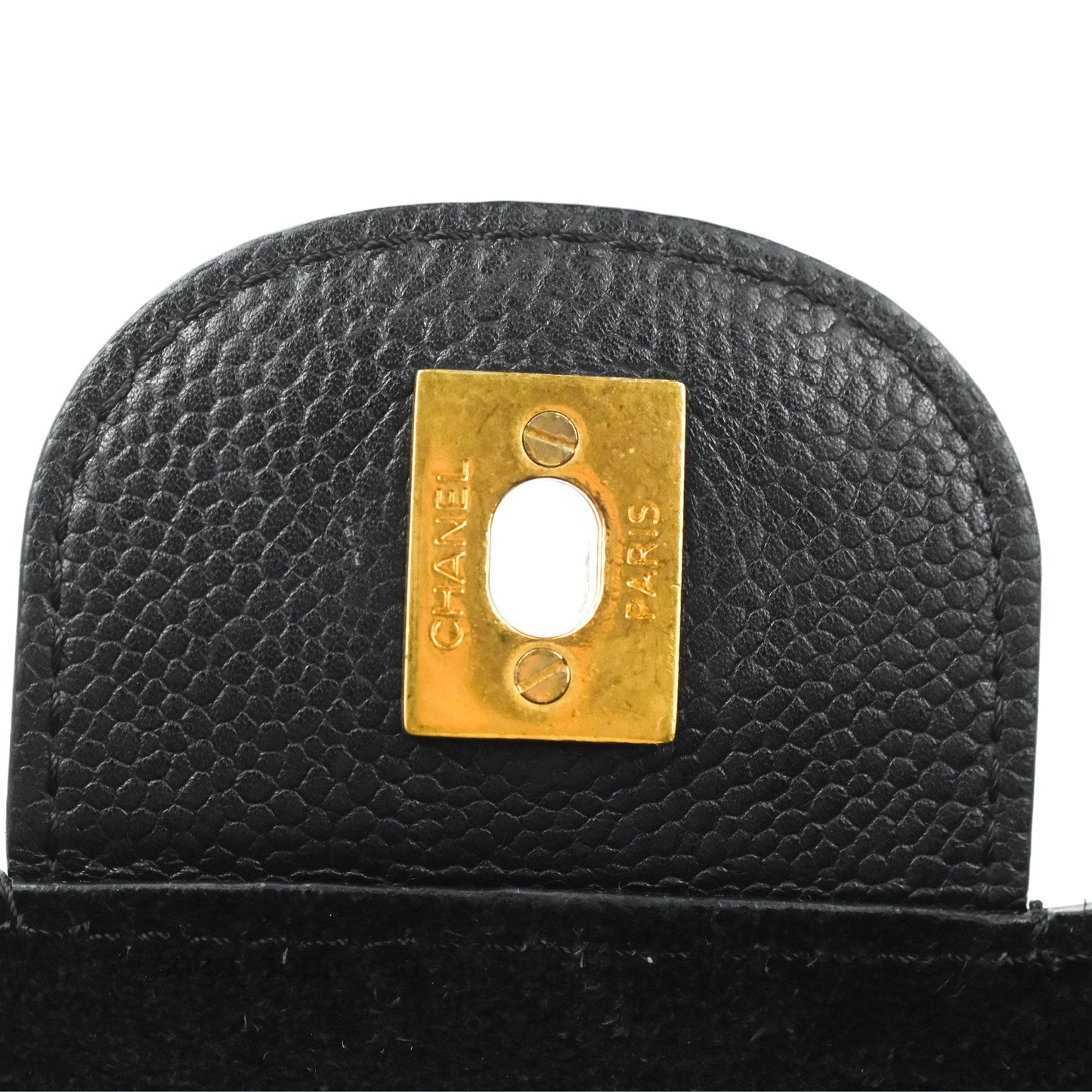 Chanel Pure Jumbo Double Flap Black Caviar Aged Gold Hardware