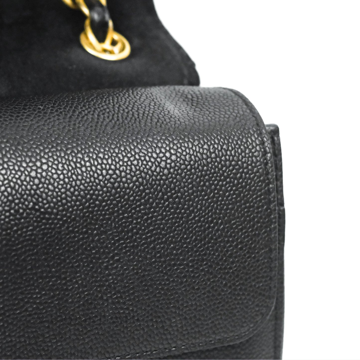 Chanel Pure Jumbo Double Flap Black Caviar Aged Gold Hardware