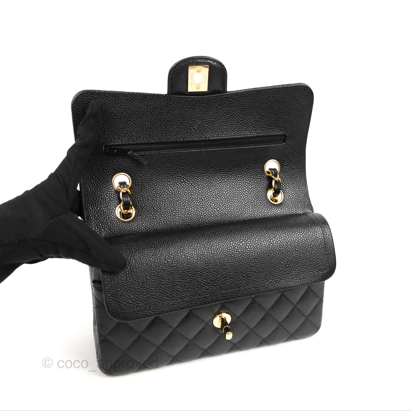 Chanel Small Classic Quilted Flap Black Caviar Gold Hardware