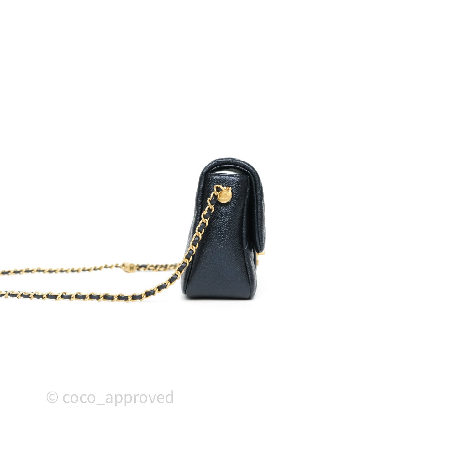 Chanel Quilted My Perfect Mini Iridescent Dark Navy Caviar Aged Gold Hardware 21K