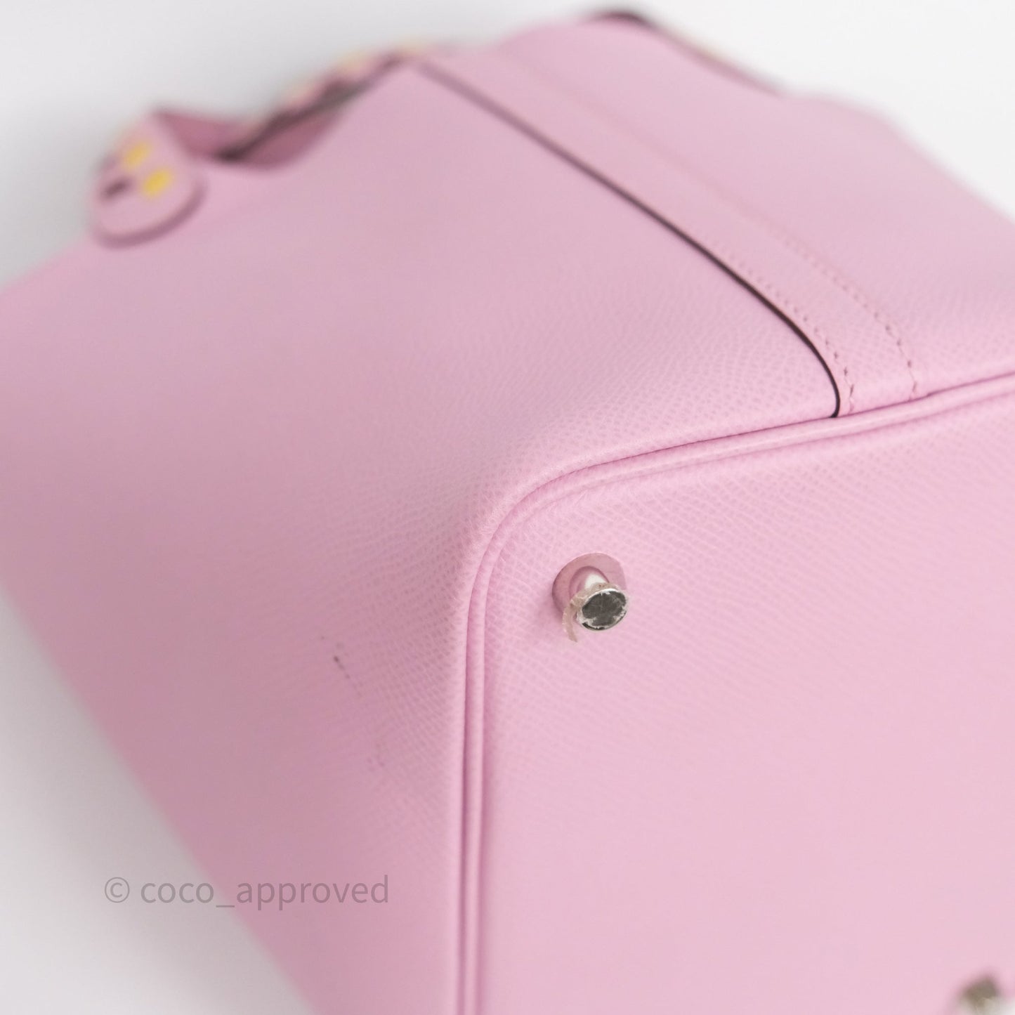 Hermès Tressage De Cuir Picotin Lock 18 Mauve Sylvestre X9/ Jaune de Naples 9O/Rouge H 55 Epsom Palladium Hardware