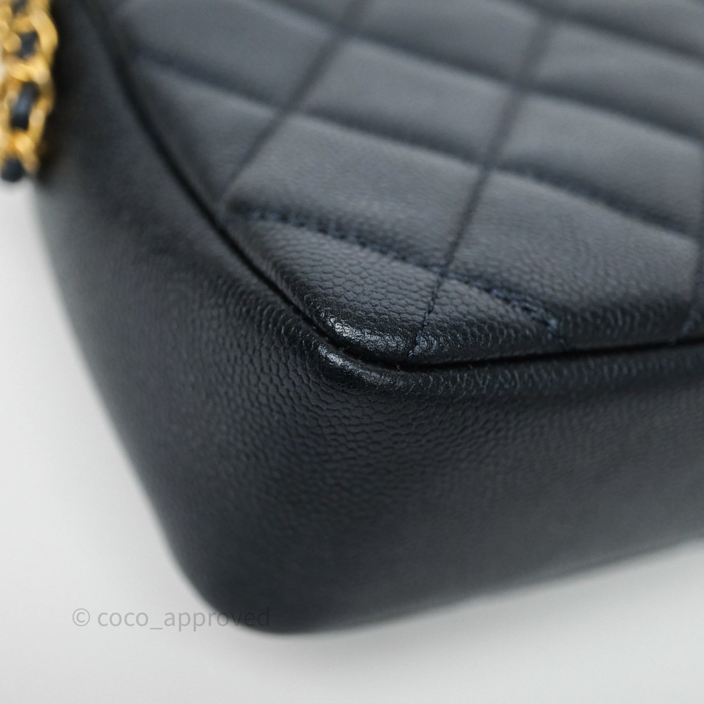 Chanel Quilted My Perfect Mini Iridescent Dark Navy Caviar Aged Gold Hardware 21K