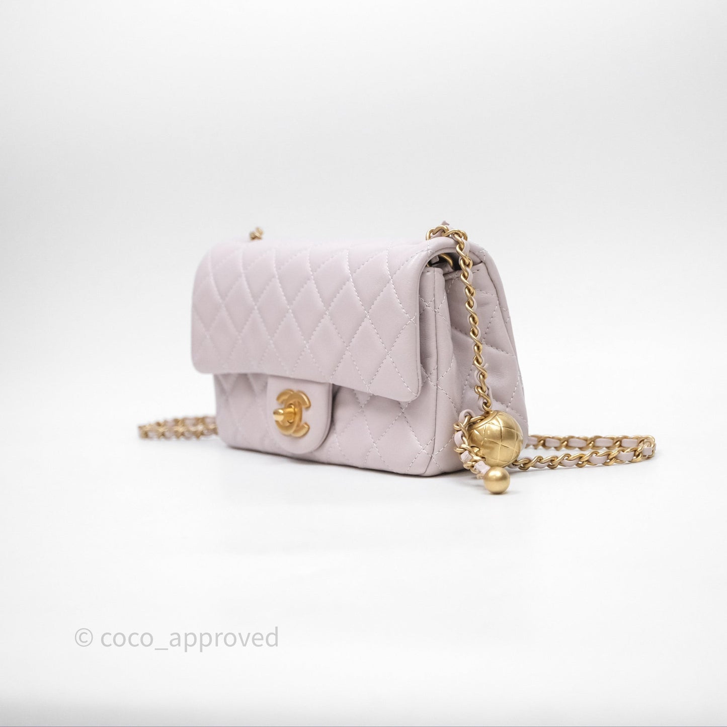 Chanel Mini Rectangular Pearl Crush Lilac Lambskin Aged Gold Hardware