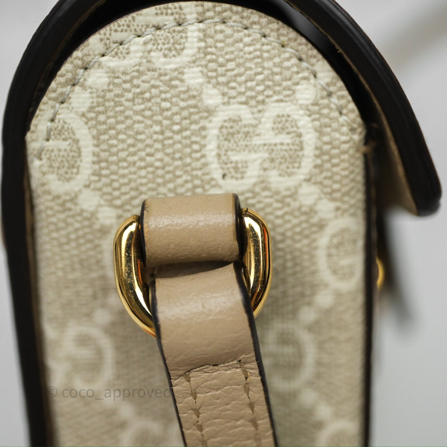 Gucci Horsebit 1955 Mini Bag Beige/White GG Supreme Canvas