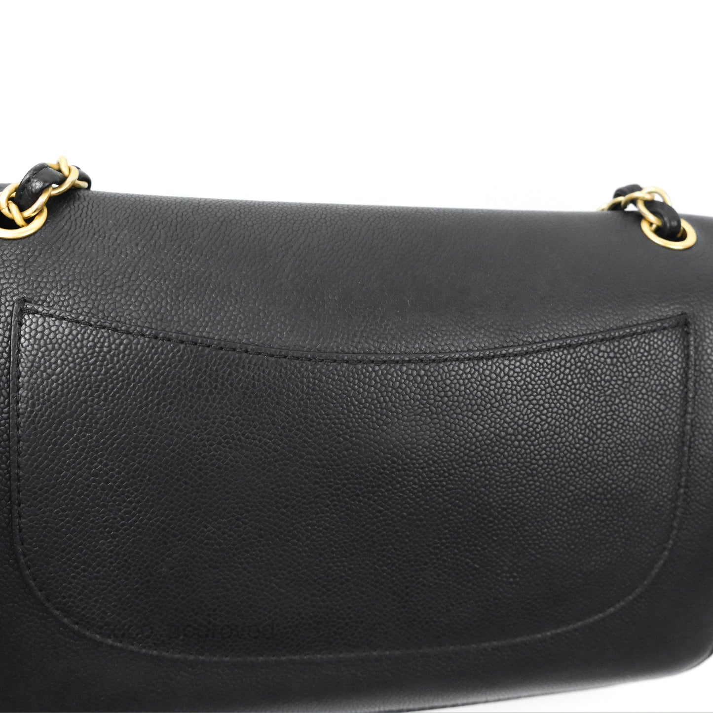 Chanel Pure Jumbo Double Flap Black Caviar Aged Gold Hardware