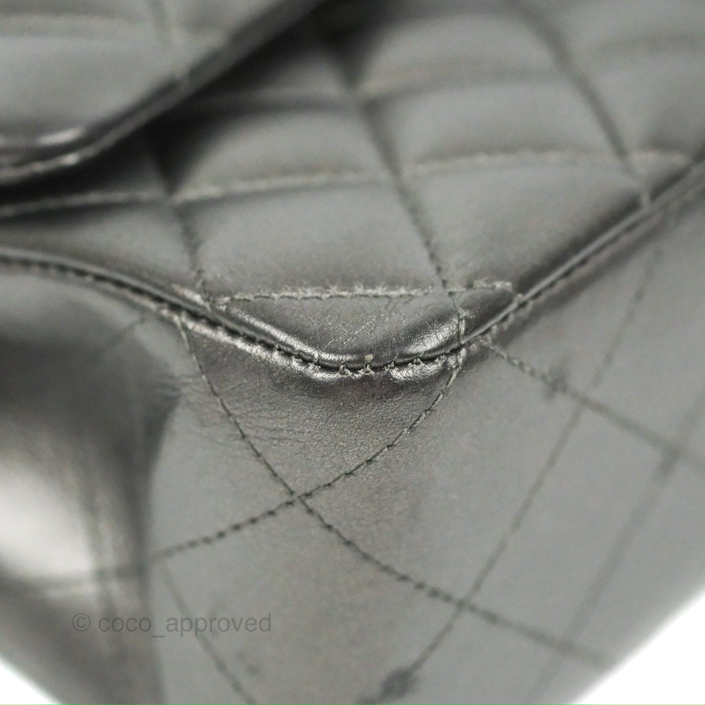 Chanel Classic M/L Medium Flap Quilted Metallic Grey Lambskin Gun Metal