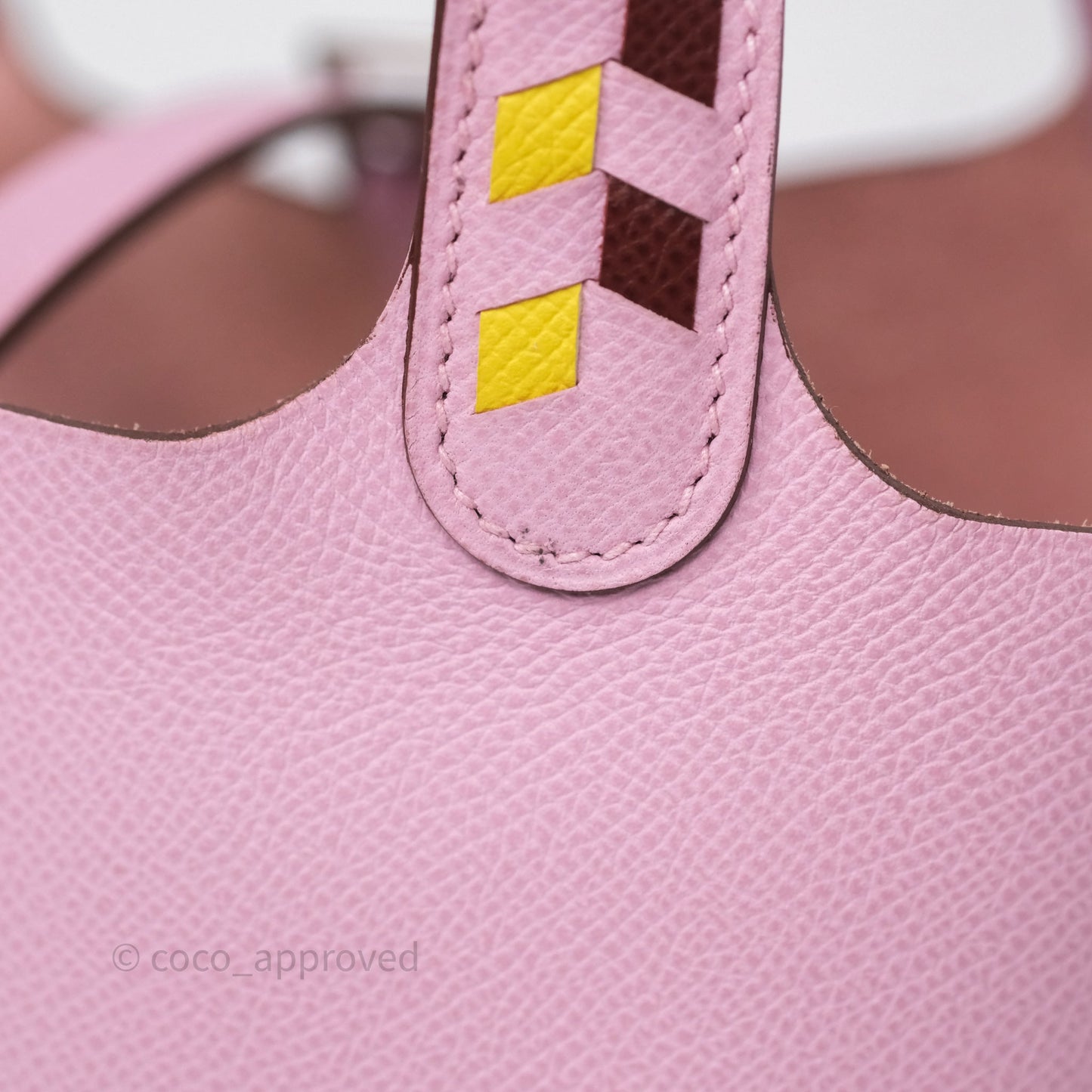 Hermès Tressage De Cuir Picotin Lock 18 Mauve Sylvestre X9/ Jaune de Naples 9O/Rouge H 55 Epsom Palladium Hardware