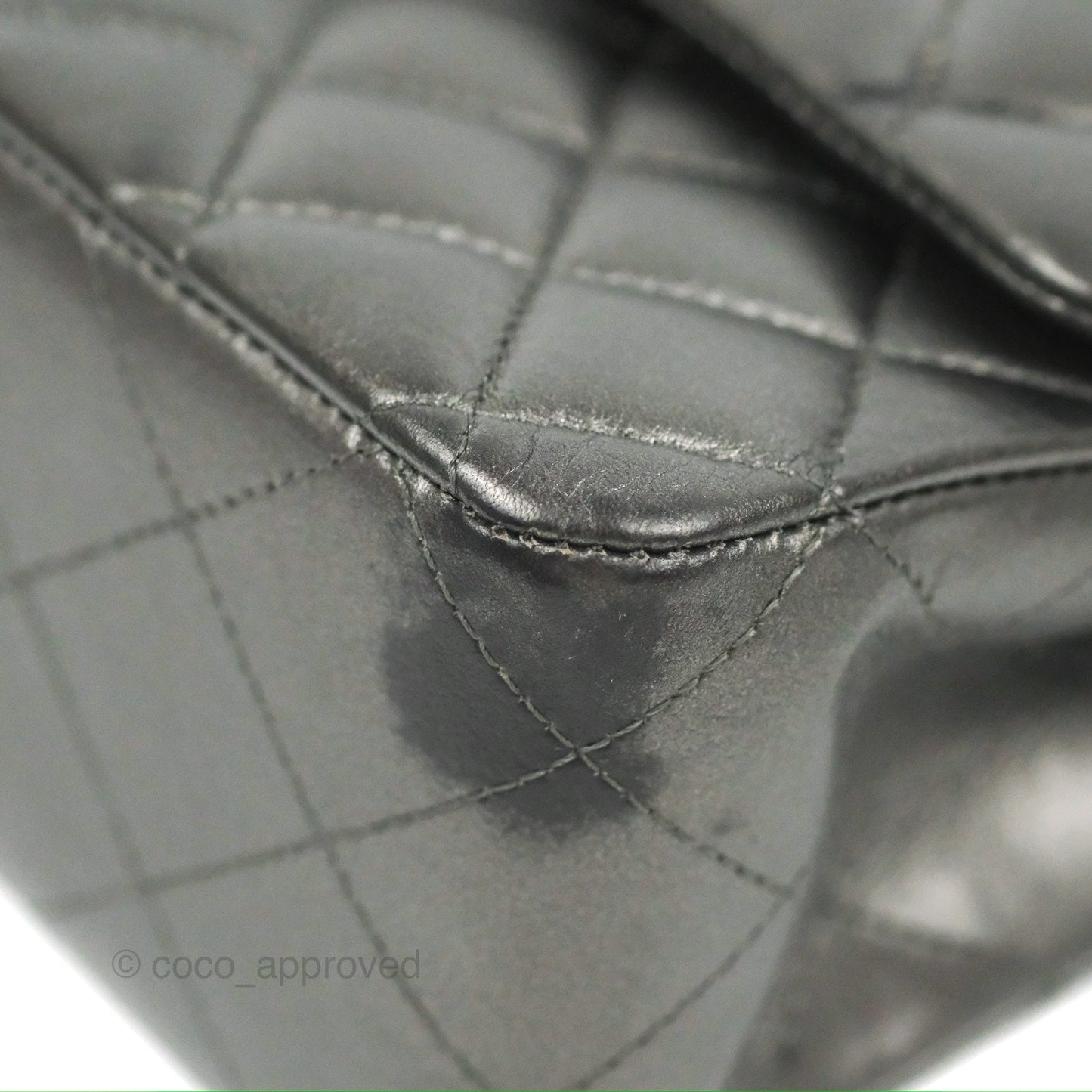 Chanel Classic M/L Medium Flap Quilted Metallic Grey Lambskin Gun Metal