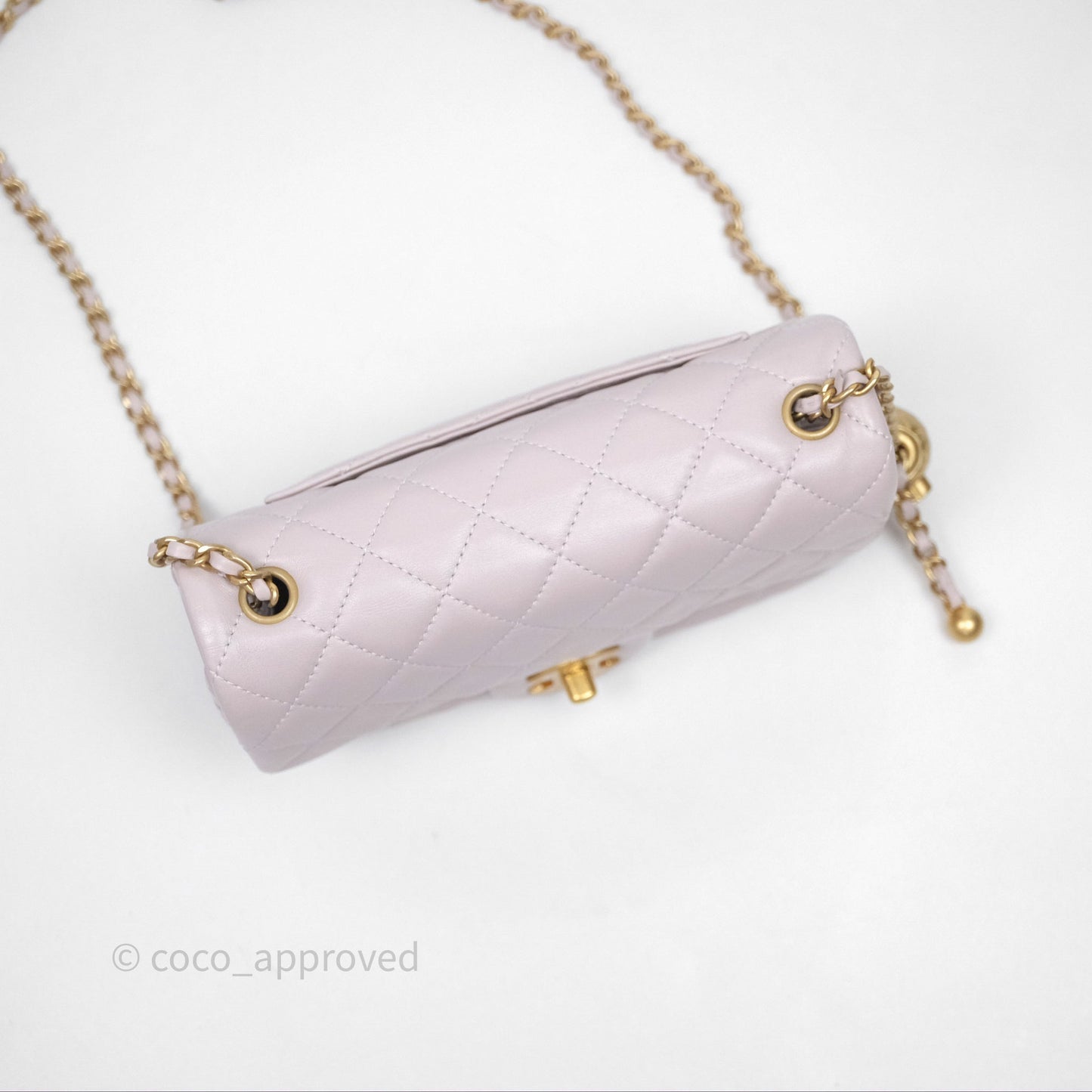 Chanel Mini Rectangular Pearl Crush Lilac Lambskin Aged Gold Hardware