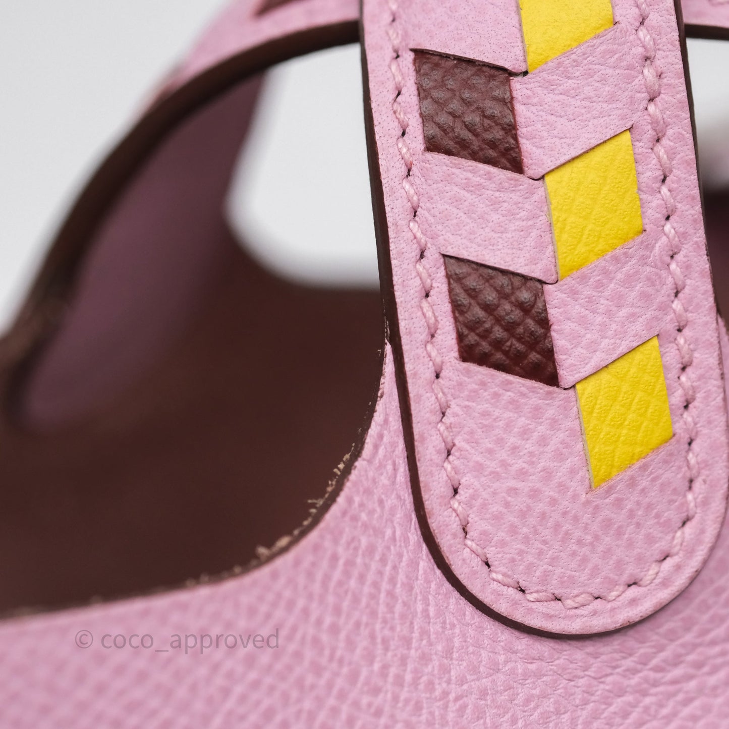 Hermès Tressage De Cuir Picotin Lock 18 Mauve Sylvestre X9/ Jaune de Naples 9O/Rouge H 55 Epsom Palladium Hardware