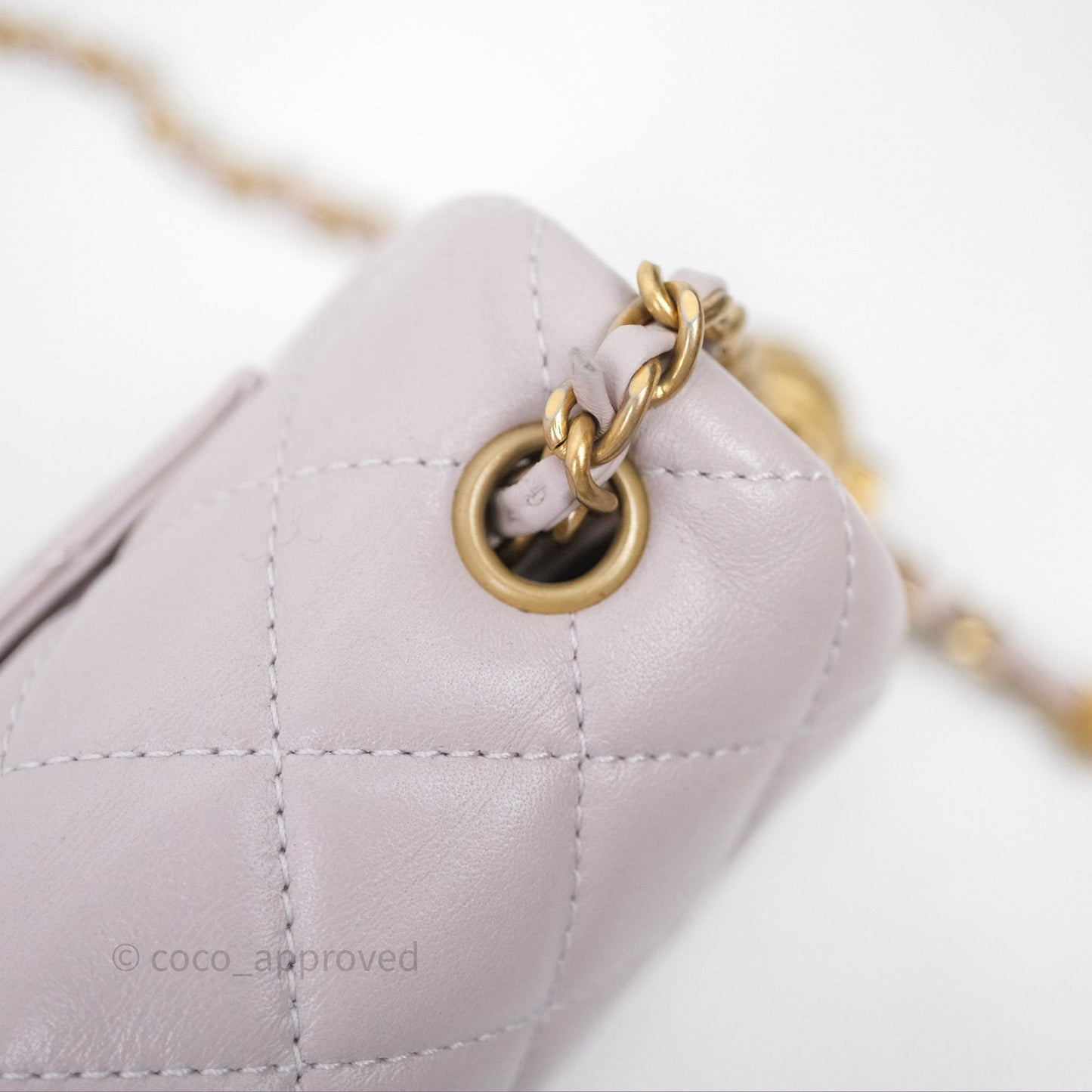 Chanel Mini Rectangular Pearl Crush Lilac Lambskin Aged Gold Hardware