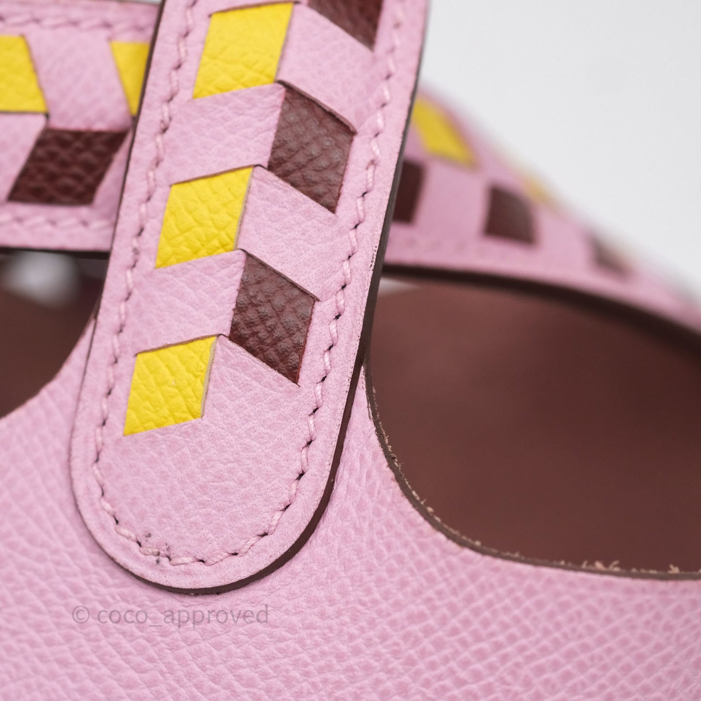 Hermès Tressage De Cuir Picotin Lock 18 Mauve Sylvestre X9/ Jaune de Naples 9O/Rouge H 55 Epsom Palladium Hardware