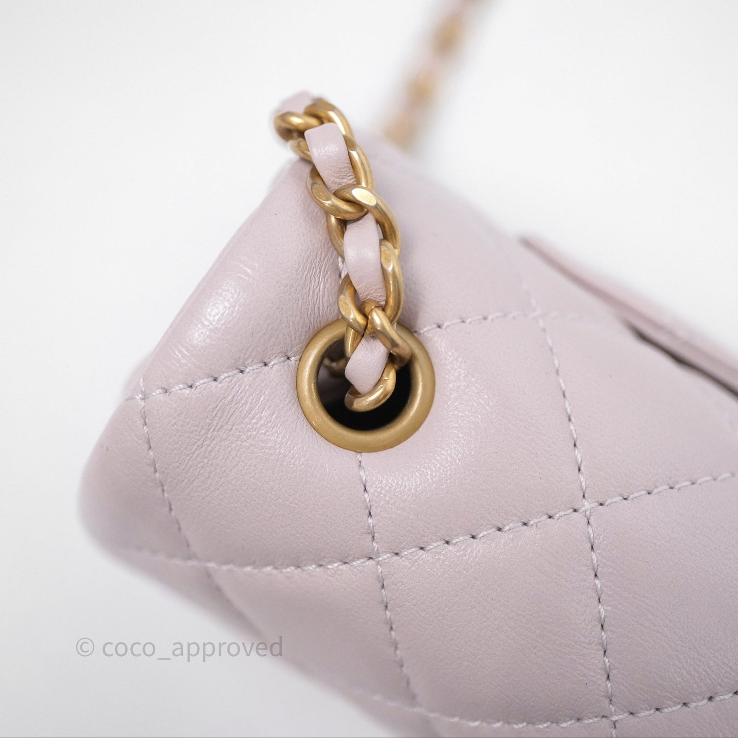 Chanel Mini Rectangular Pearl Crush Lilac Lambskin Aged Gold Hardware