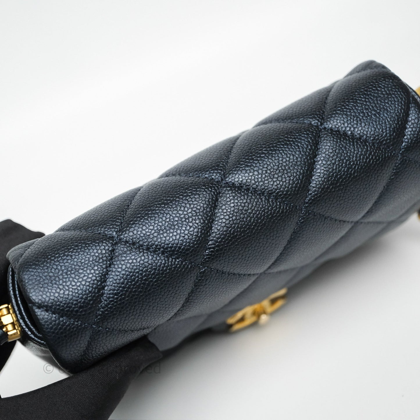 Chanel Quilted My Perfect Mini Iridescent Dark Navy Caviar Aged Gold Hardware 21K