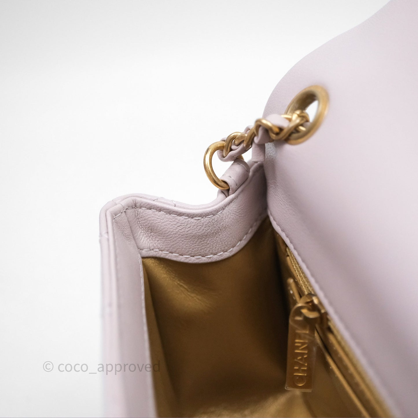 Chanel Mini Rectangular Pearl Crush Lilac Lambskin Aged Gold Hardware