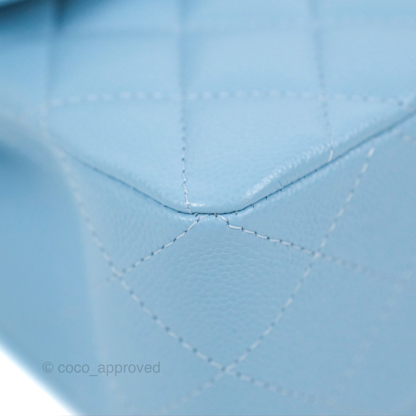 Chanel Small Classic Quilted Flap Light Blue Caviar Gold Hardware