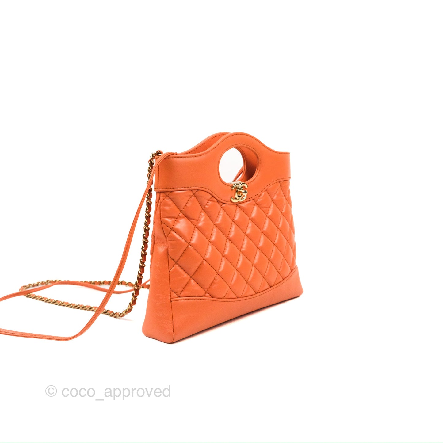 Chanel 31 Mini Salmon Orange Aged Calfskin Gold Hardware