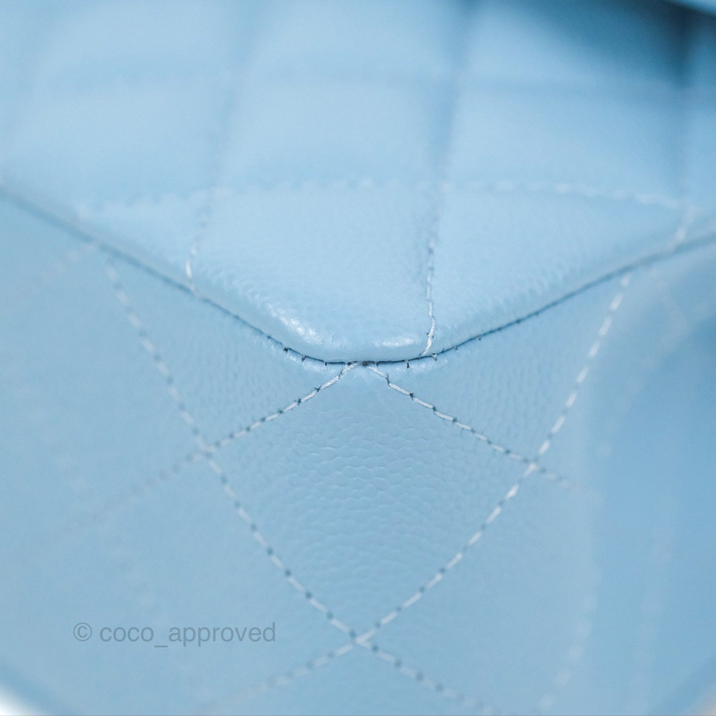 Chanel Small Classic Quilted Flap Light Blue Caviar Gold Hardware