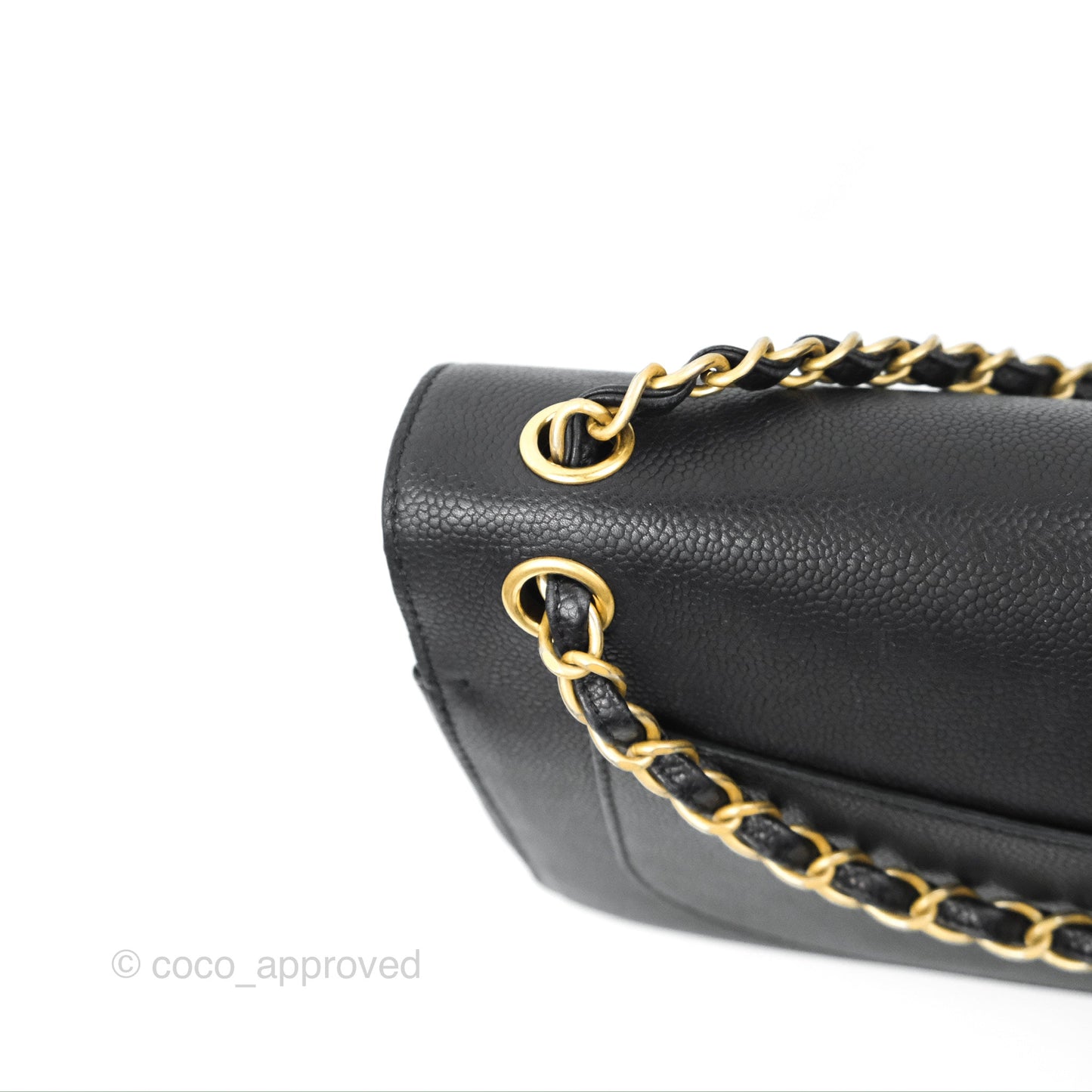 Chanel Pure Jumbo Double Flap Black Caviar Aged Gold Hardware