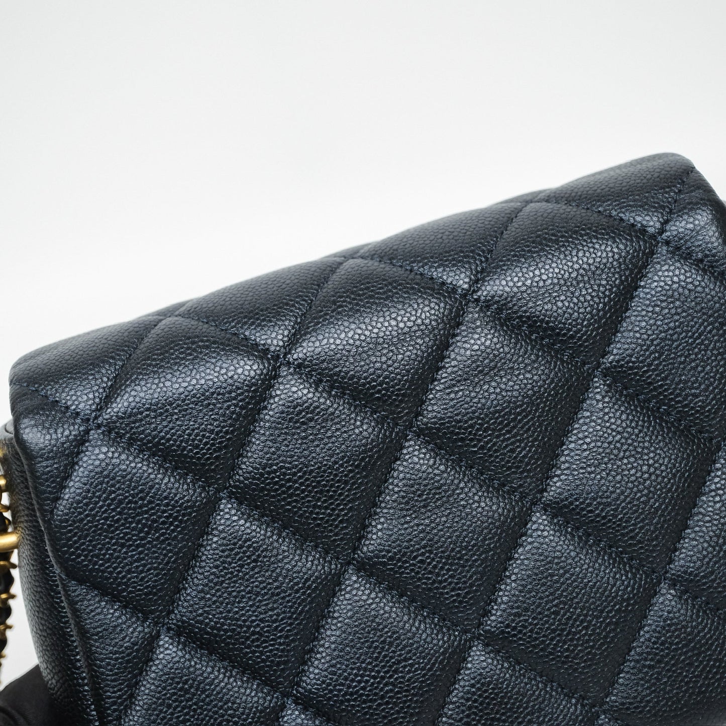 Chanel Quilted My Perfect Mini Iridescent Dark Navy Caviar Aged Gold Hardware 21K