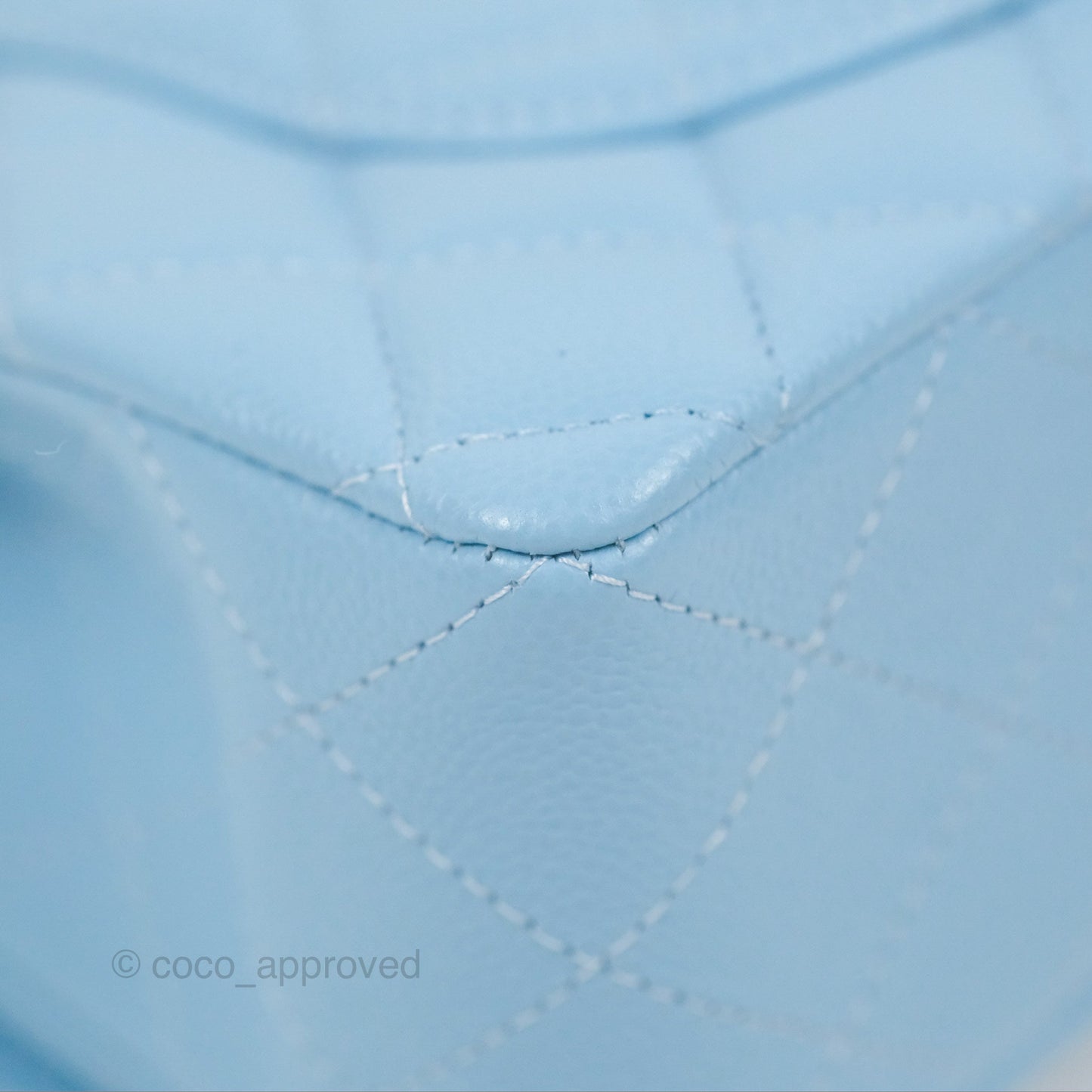 Chanel Small Classic Quilted Flap Light Blue Caviar Gold Hardware
