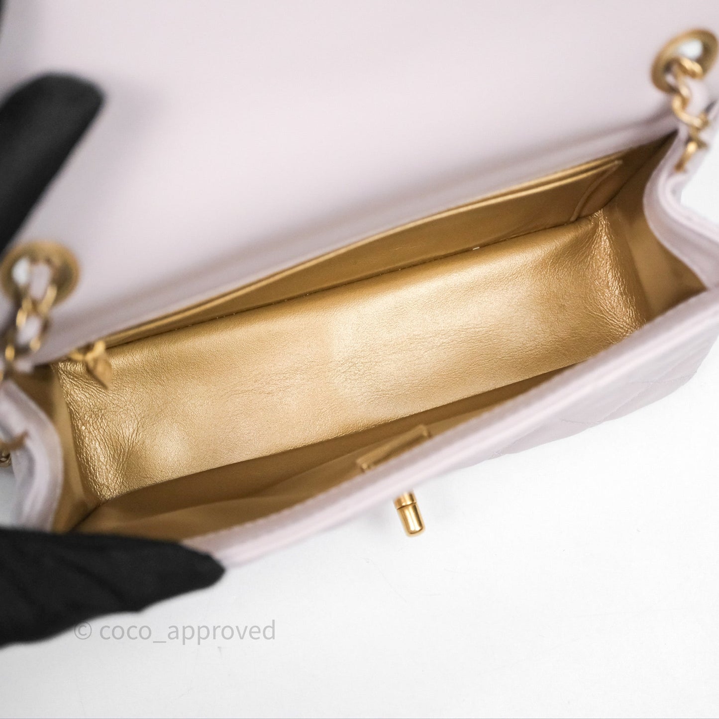 Chanel Mini Rectangular Pearl Crush Lilac Lambskin Aged Gold Hardware
