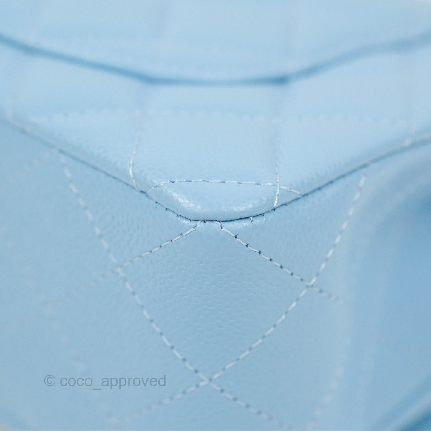 Chanel Small Classic Quilted Flap Light Blue Caviar Gold Hardware