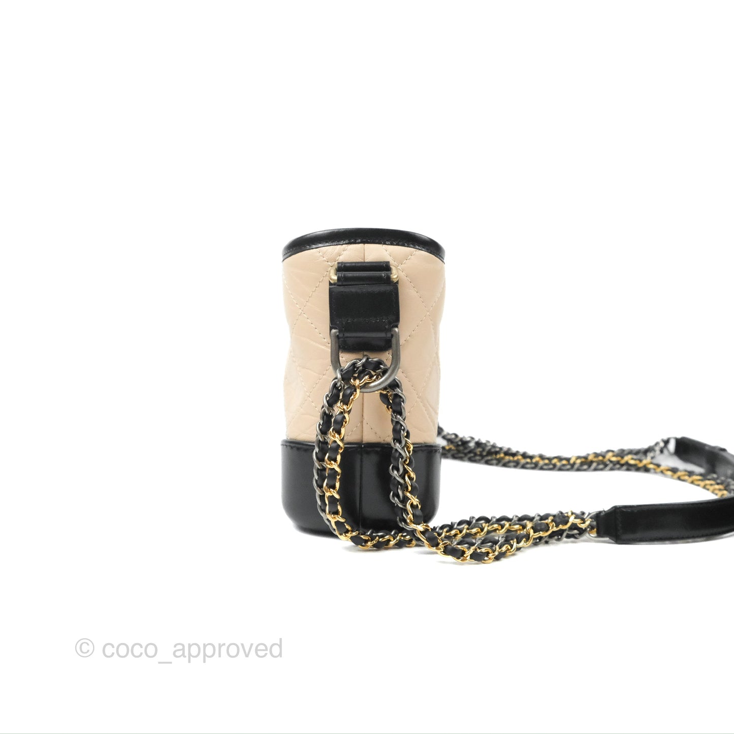 Chanel Quilted Small Gabrielle Hobo Black Beige Aged Calfskin Mixed Hardware