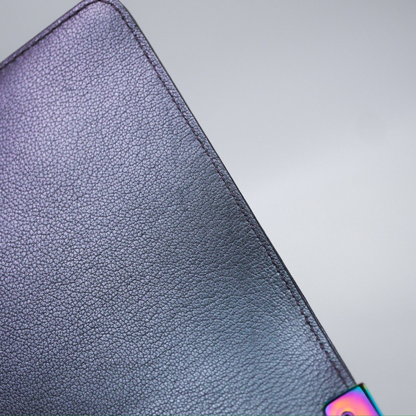Chanel Boy Medium Quilted Boy Purple Mermaid Iridescent Calfskin