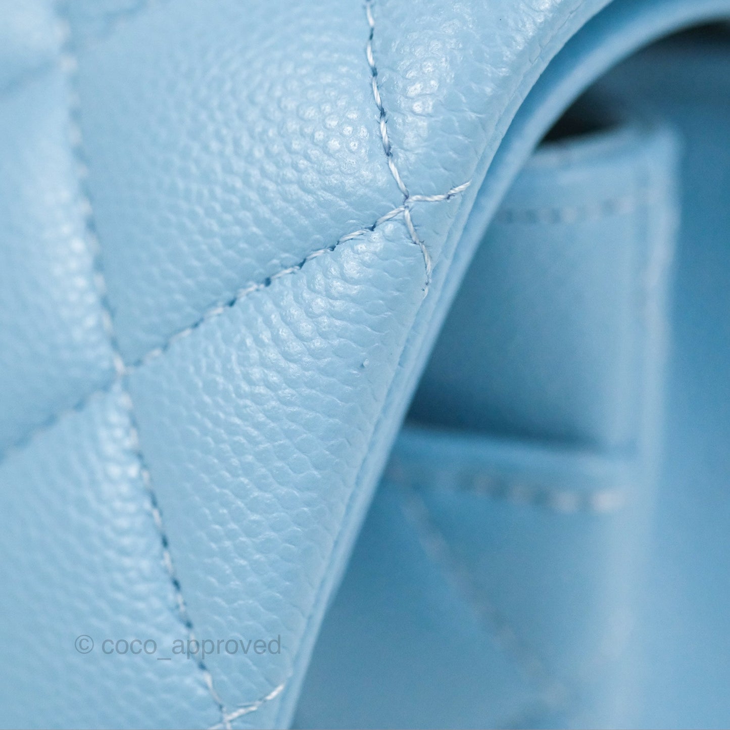 Chanel Small Classic Quilted Flap Light Blue Caviar Gold Hardware