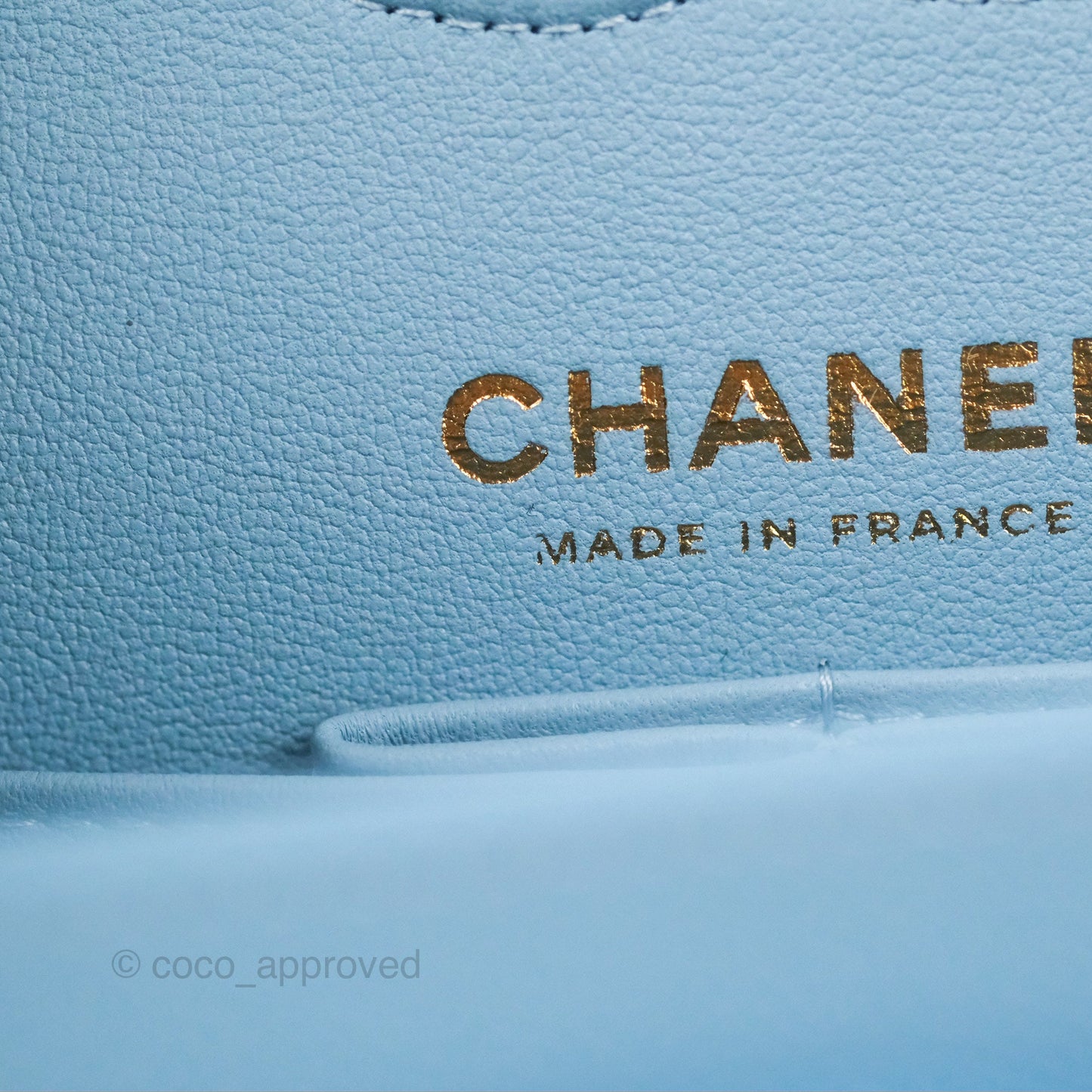 Chanel Small Classic Quilted Flap Light Blue Caviar Gold Hardware