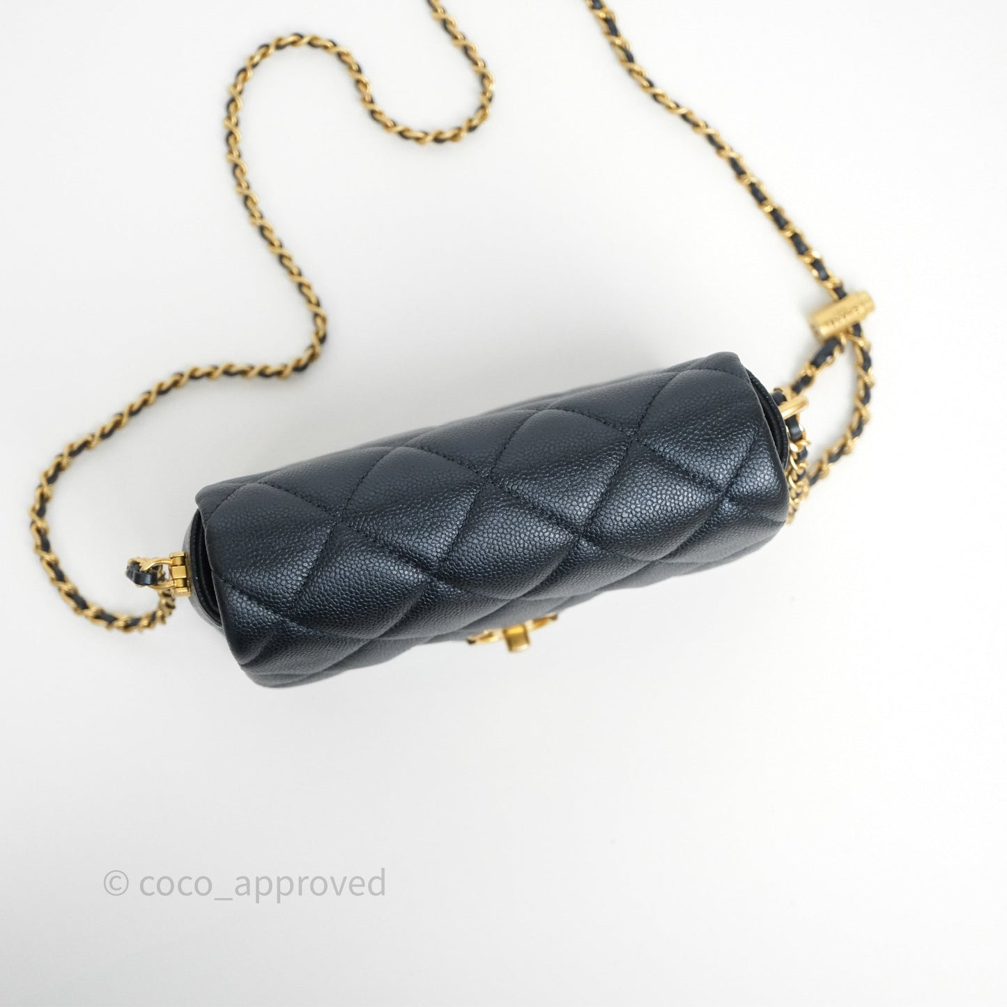Chanel Quilted My Perfect Mini Iridescent Dark Navy Caviar Aged Gold Hardware 21K