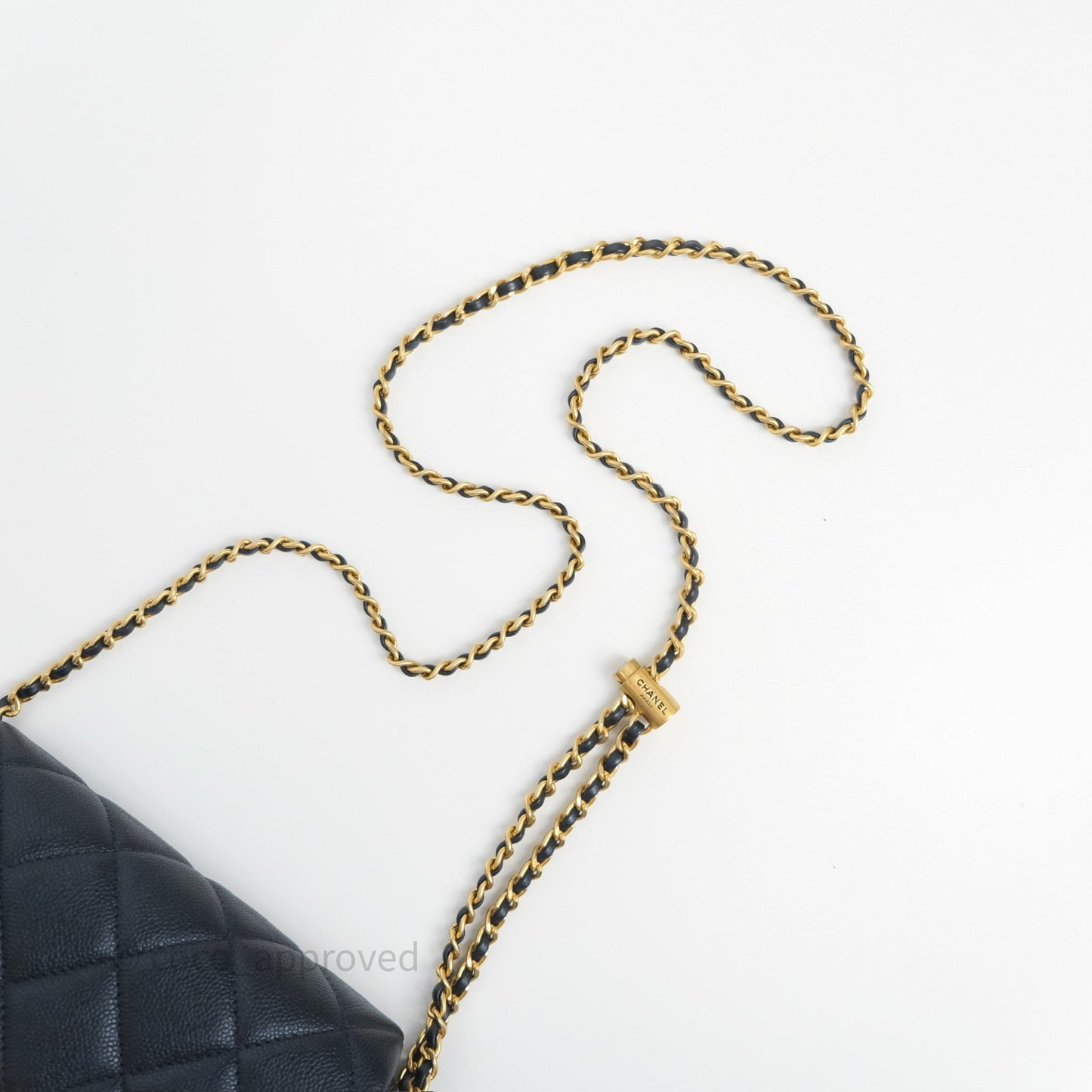 Chanel Quilted My Perfect Mini Iridescent Dark Navy Caviar Aged Gold Hardware 21K