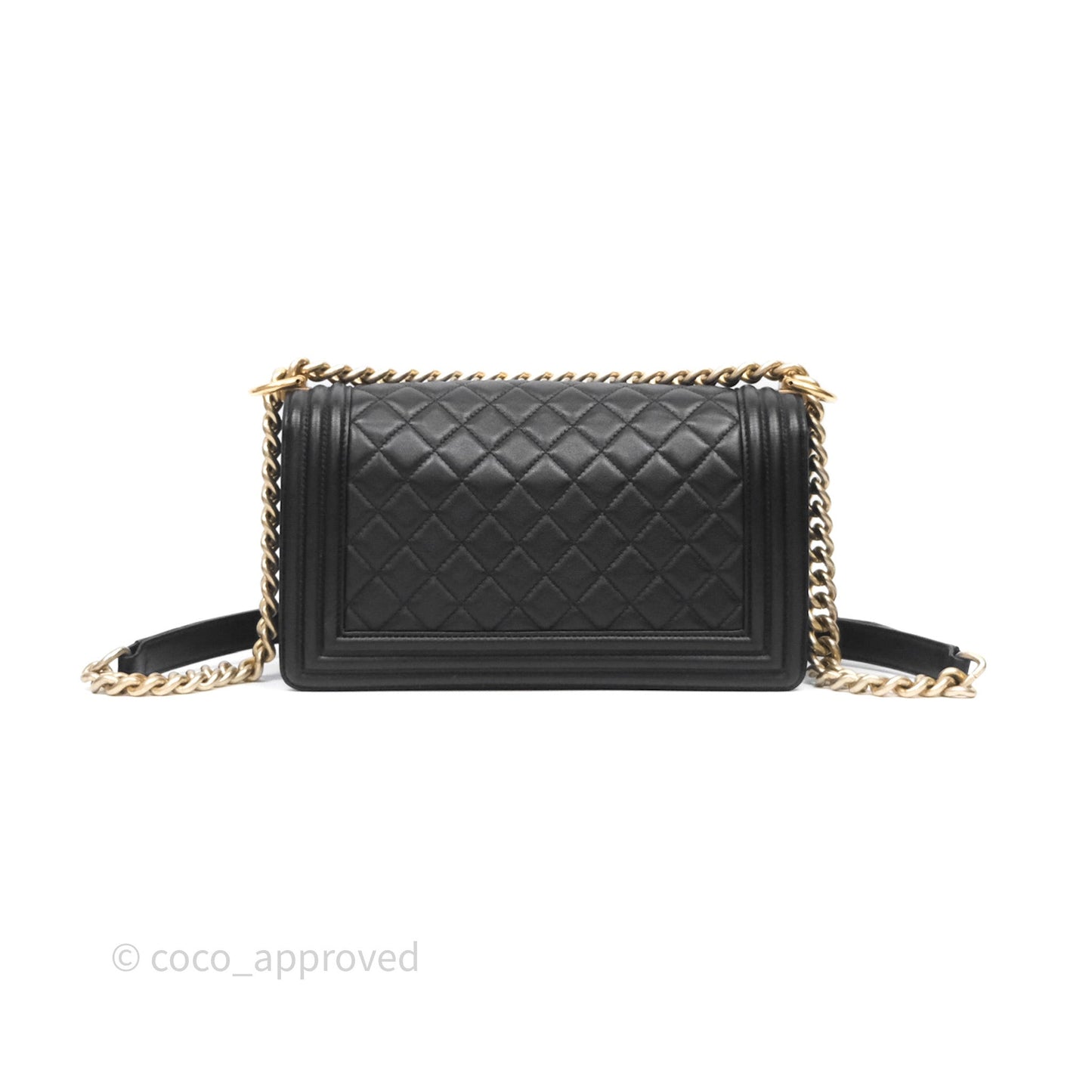 Chanel Medium Boy Quilted Black Calfskin Aged Gold Hardware