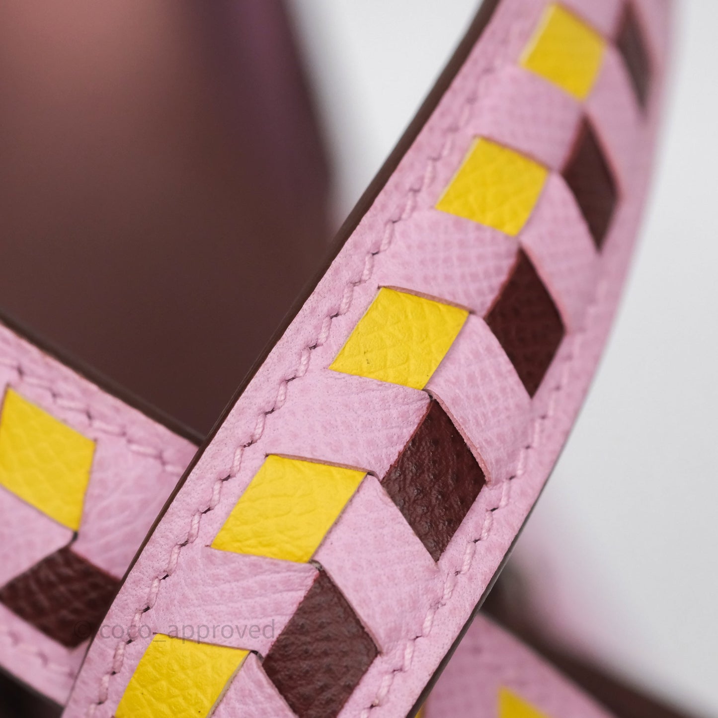 Hermès Tressage De Cuir Picotin Lock 18 Mauve Sylvestre X9/ Jaune de Naples 9O/Rouge H 55 Epsom Palladium Hardware