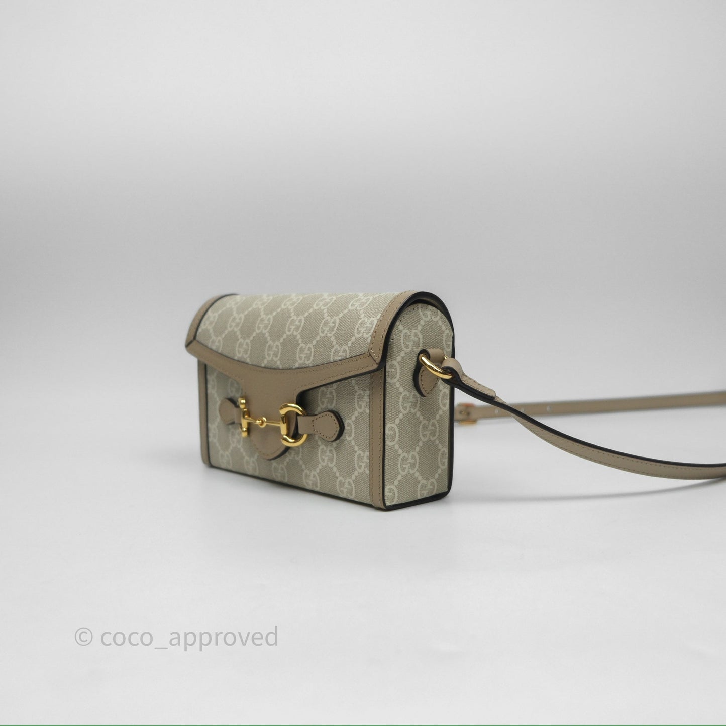 Gucci Horsebit 1955 Mini Bag Beige/White GG Supreme Canvas
