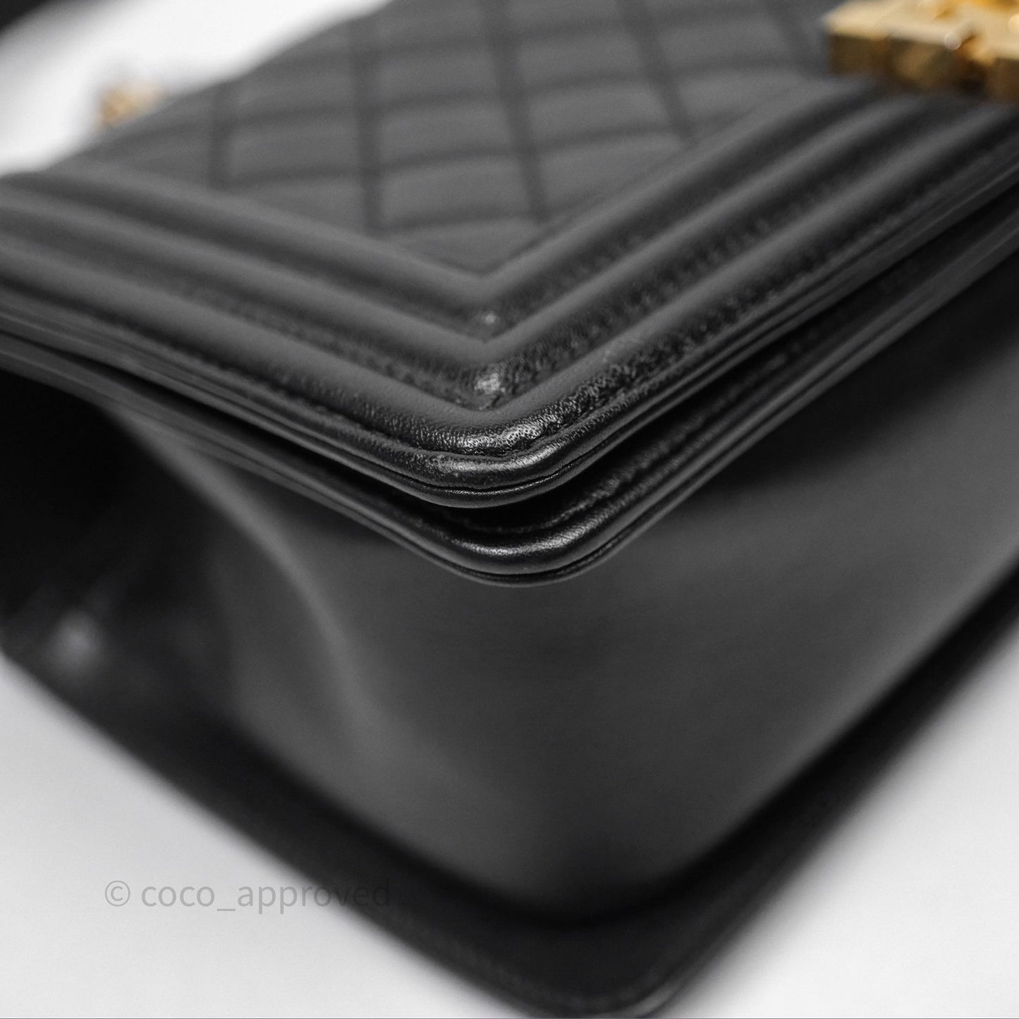 Chanel Medium Boy Quilted Black Calfskin Aged Gold Hardware
