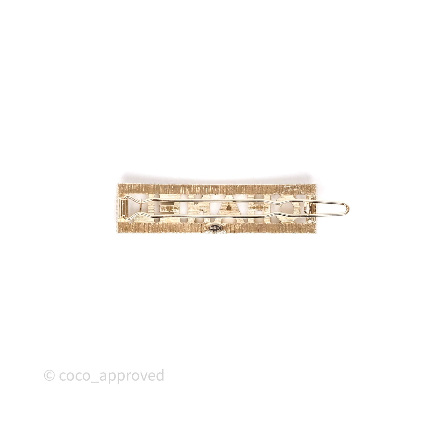 Chanel Crystal CC Logo Hair Clip Gold Tone 24K