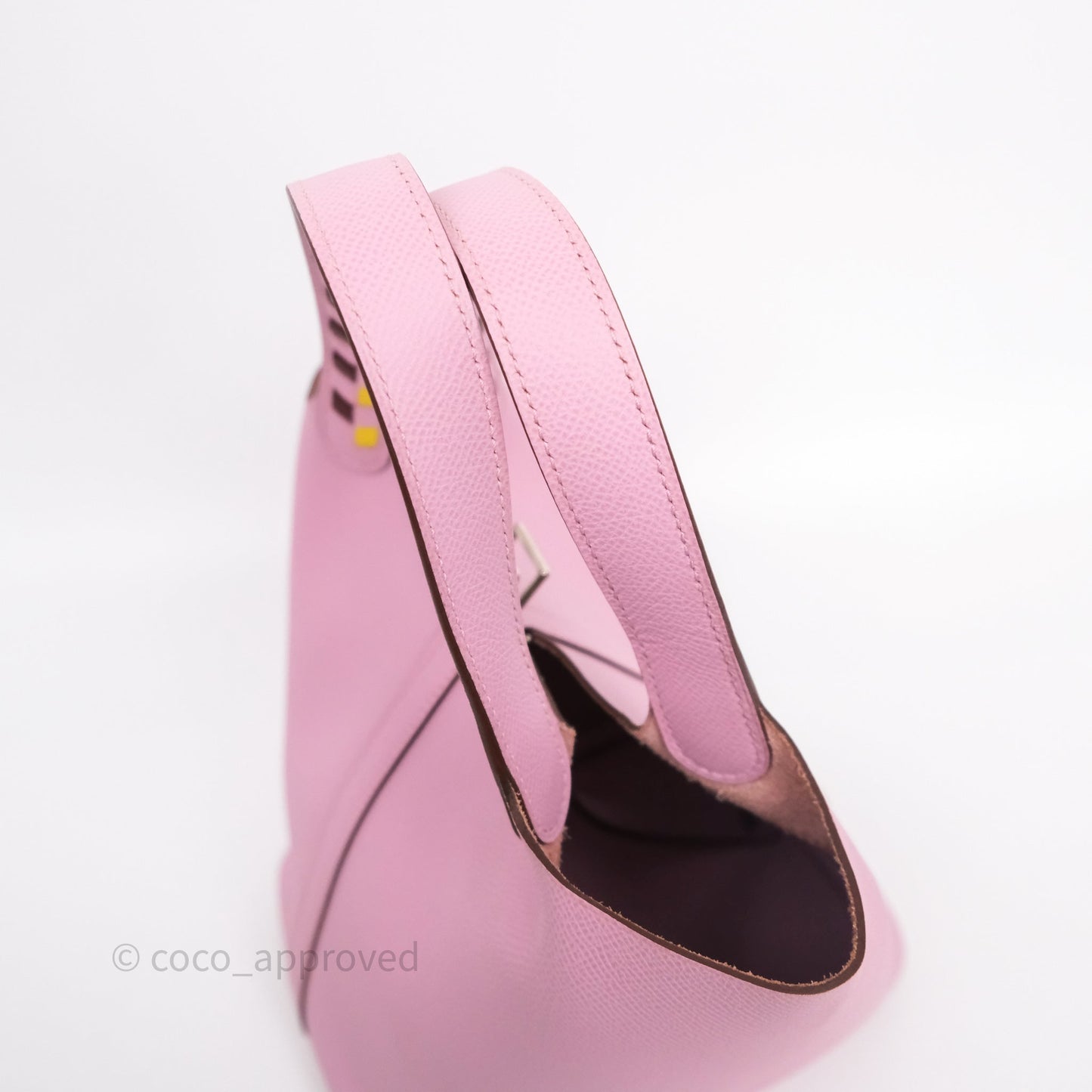 Hermès Tressage De Cuir Picotin Lock 18 Mauve Sylvestre X9/ Jaune de Naples 9O/Rouge H 55 Epsom Palladium Hardware