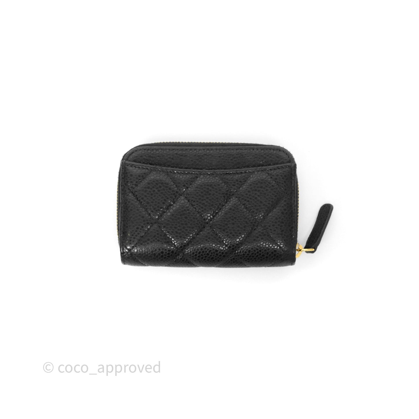 Chanel Classic Zipped Coin Purse Black Caviar Gold Hardware