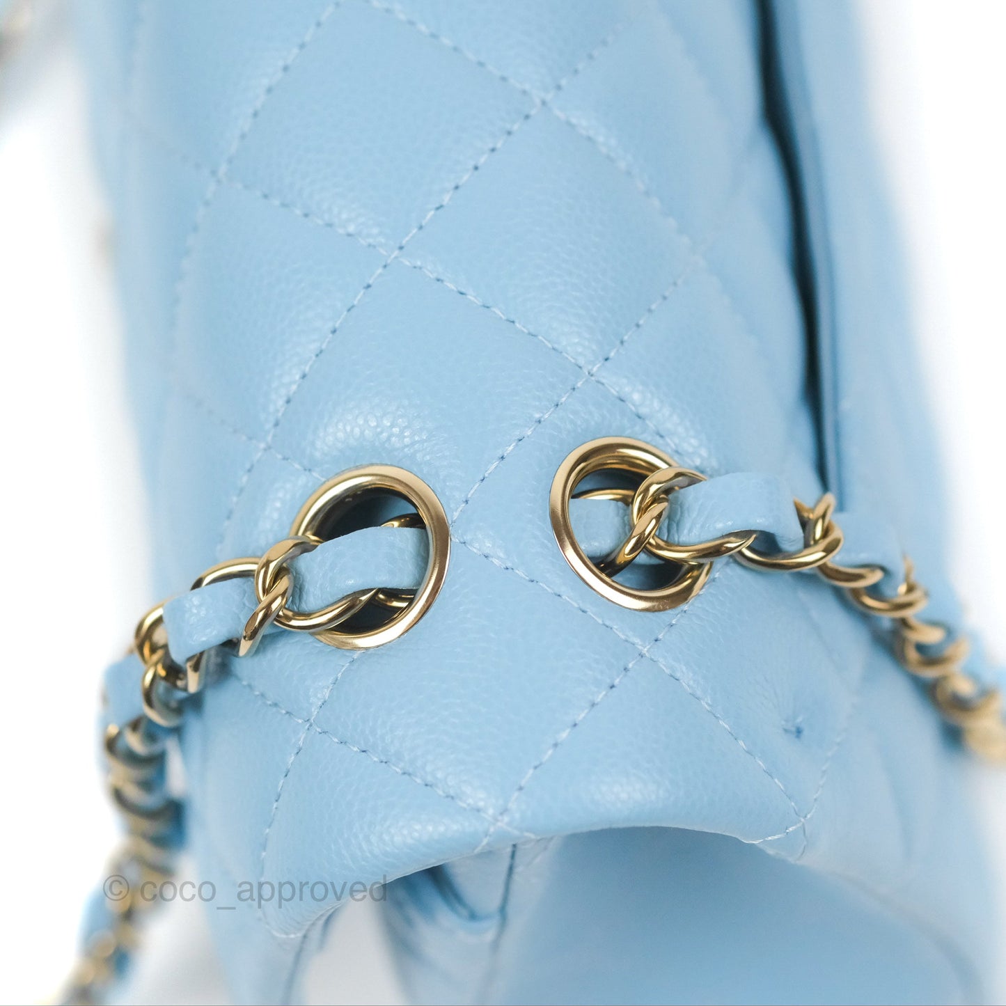 Chanel Small Classic Quilted Flap Light Blue Caviar Gold Hardware