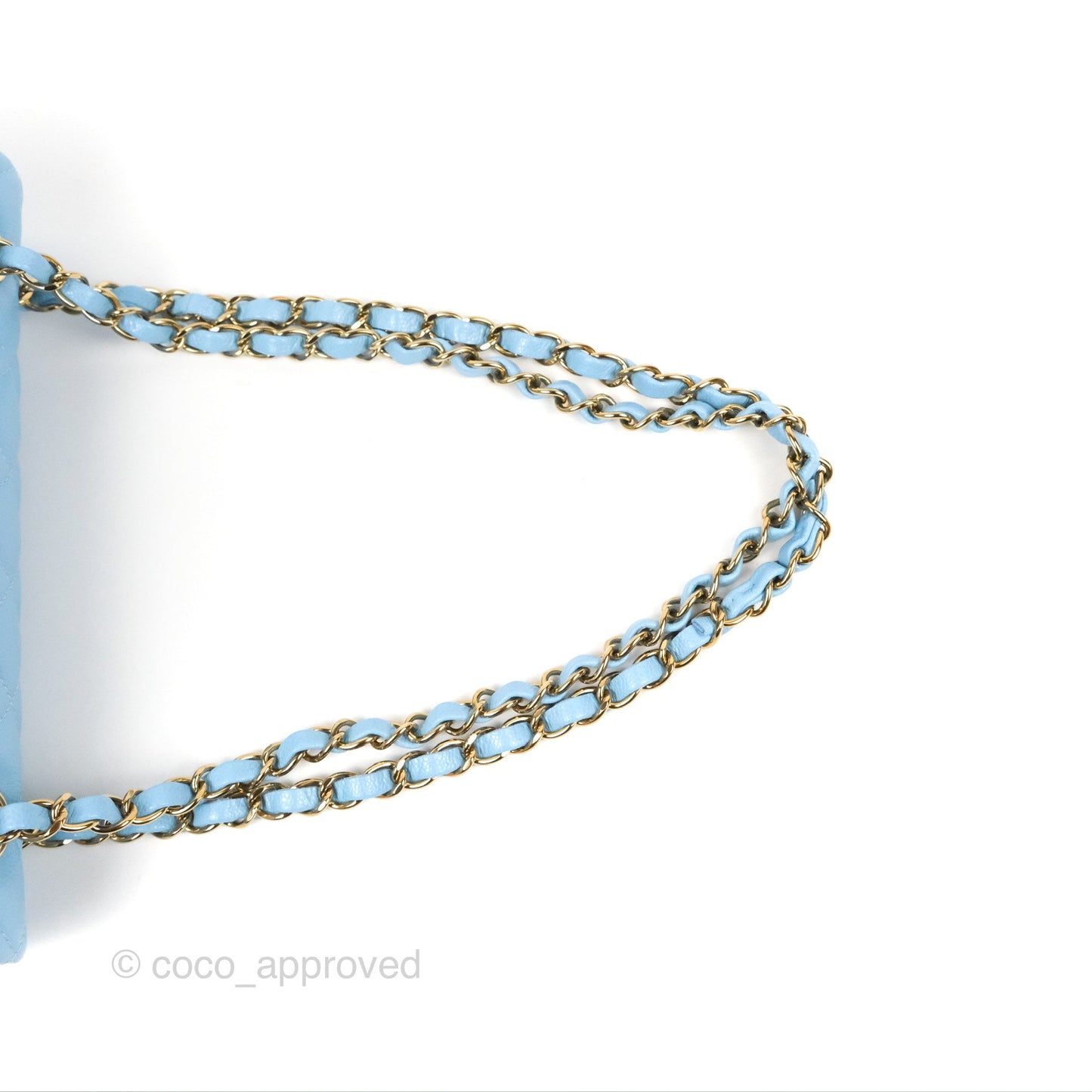 Chanel Small Classic Quilted Flap Light Blue Caviar Gold Hardware